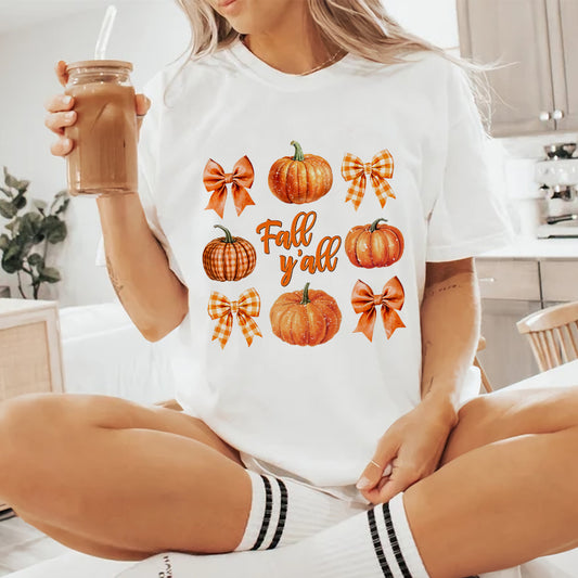 Petthouse | Coquette Pumpkin Fall Y'all Shirt, Fall Vibes Shirt, Coquette Bow Tis The Season Shirt