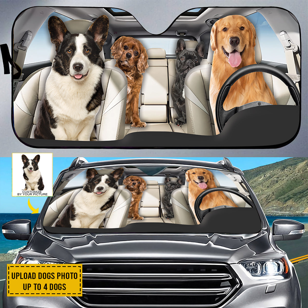 Petthouse | Dog Sunshade Windshield Sun Shade Custom Photo Sunshade For Car Pet Owner Gift Windshield Cover