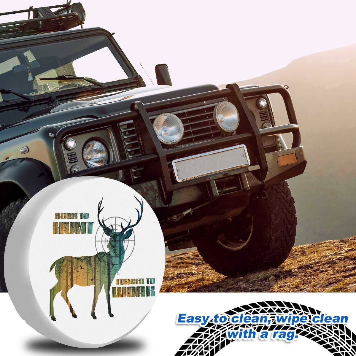 Petthouse | Customized Name Deer Hunting Spare Tire Cover Deer Hunter Durable Tire Protector Car Accessory Truck Decor