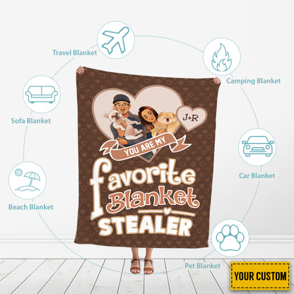 Petthouse | Customized You Are Favorite Blanket Stealer, Fantastic Valentine Day Throw Blanket, Newlywed Sherpa Blanket