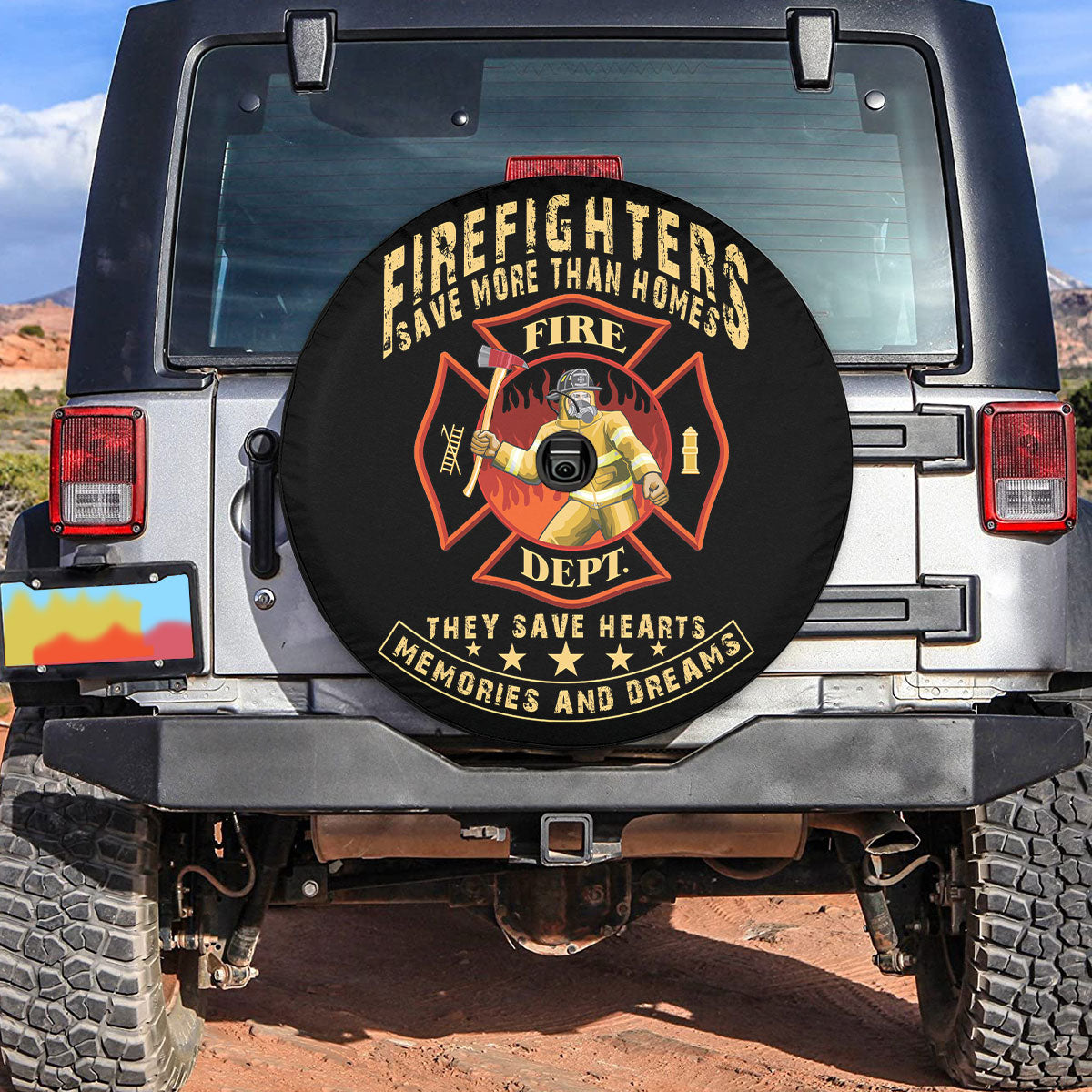 Petthouse | Firefighter Pride Spare Tire Cover Fireman Hero Car Accessories Tire Protector Gift For Firefighters