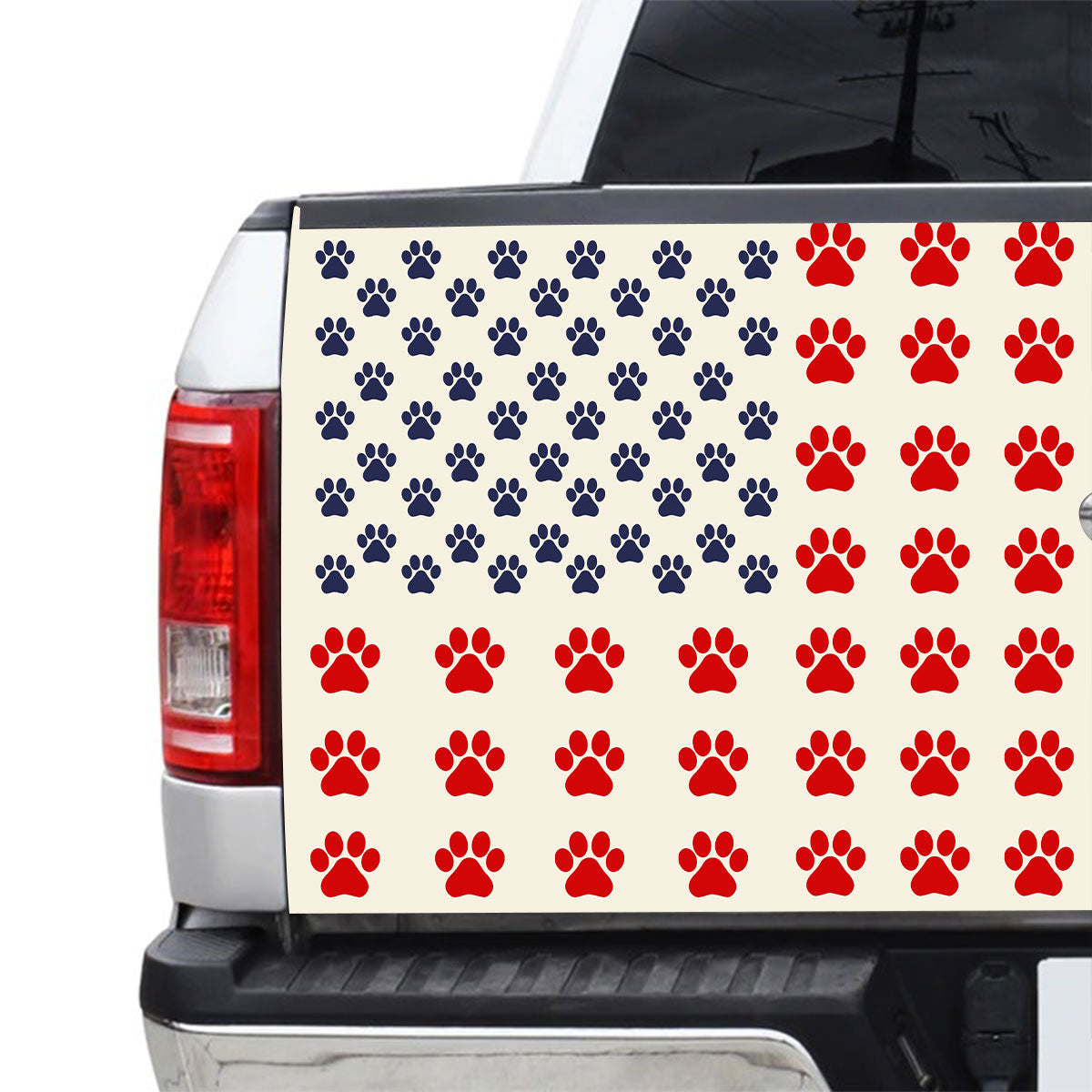 Petthouse | German Shepherd Tailgate Vinyl Wrap American Flag  Tailgate Sticker Pet Paw Tailgate Mural