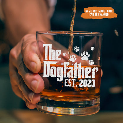 Petthouse | Personalized The Dogfather Whiskey Glass, Dog Photo Rock Glass Gift For Dog Lovers