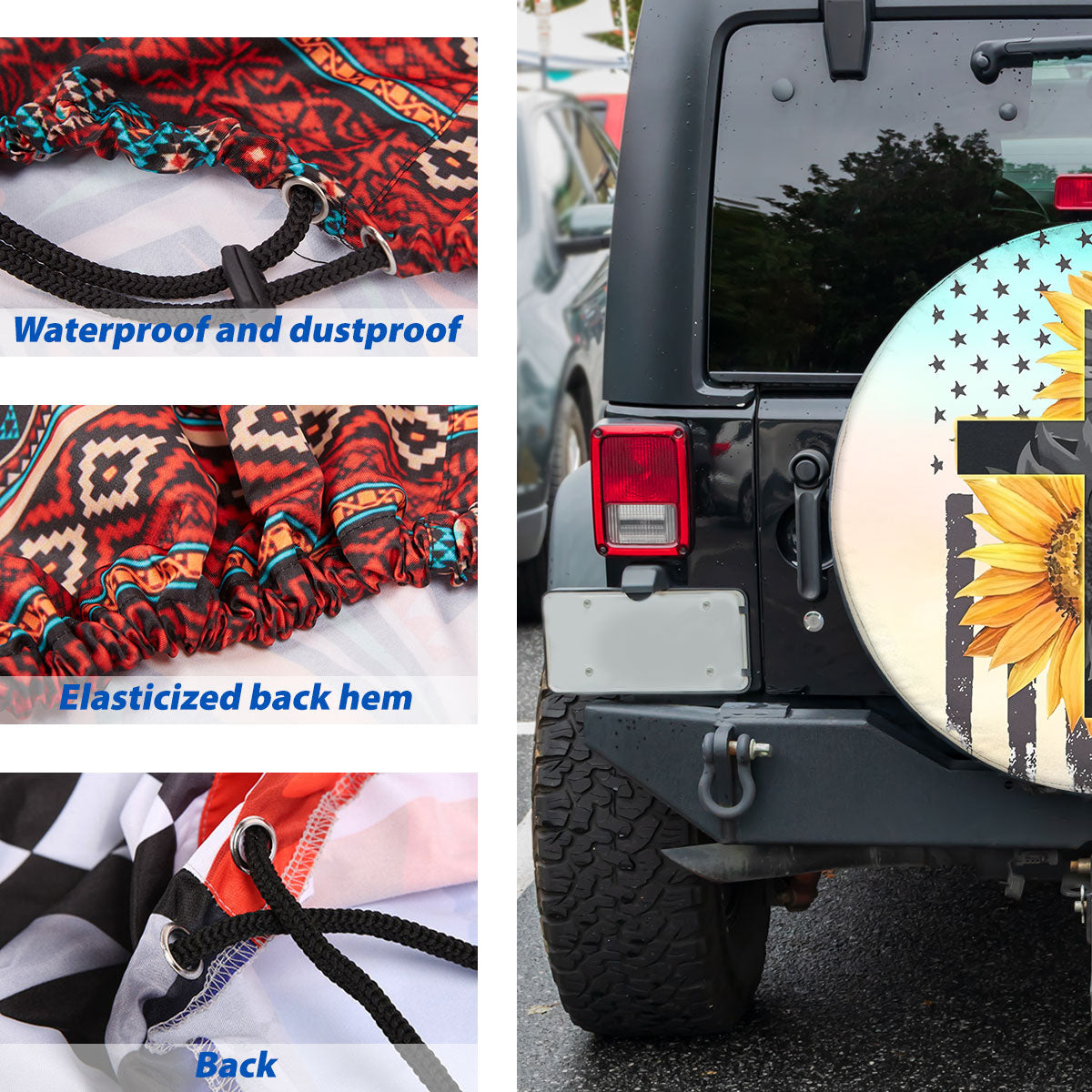 Petthouse | Sunflower Usa Flag God Faith Tire Protector Covers Christian Faith Believer Gifts Spare Tire Cover