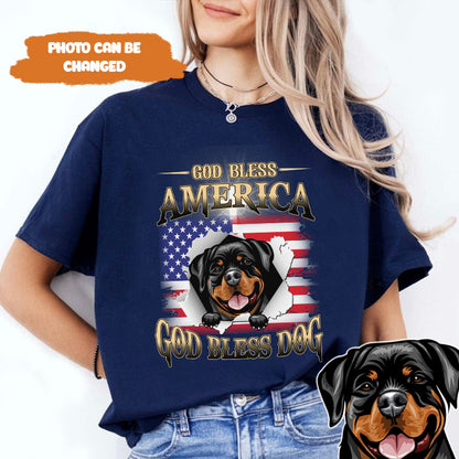 Petthouse | Custom Dog Jesus God Bless America Shirt, 4th Of July Dog Shirt, Gift For Dog For Dad