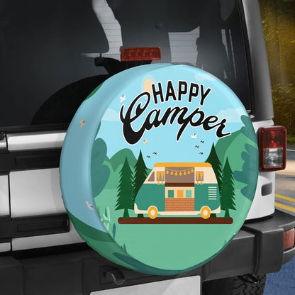 Petthouse | Happy Camper Camping Spare Wheel Cover Waterproof Mountain Forest Campsites Caravan Camping