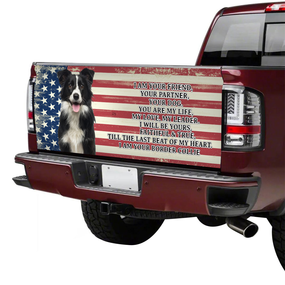 Petthouse | I Am Your Border Collie Dog Tailgate Wrap American Flag Tailgate Wrap Dog Mom Dog Dad