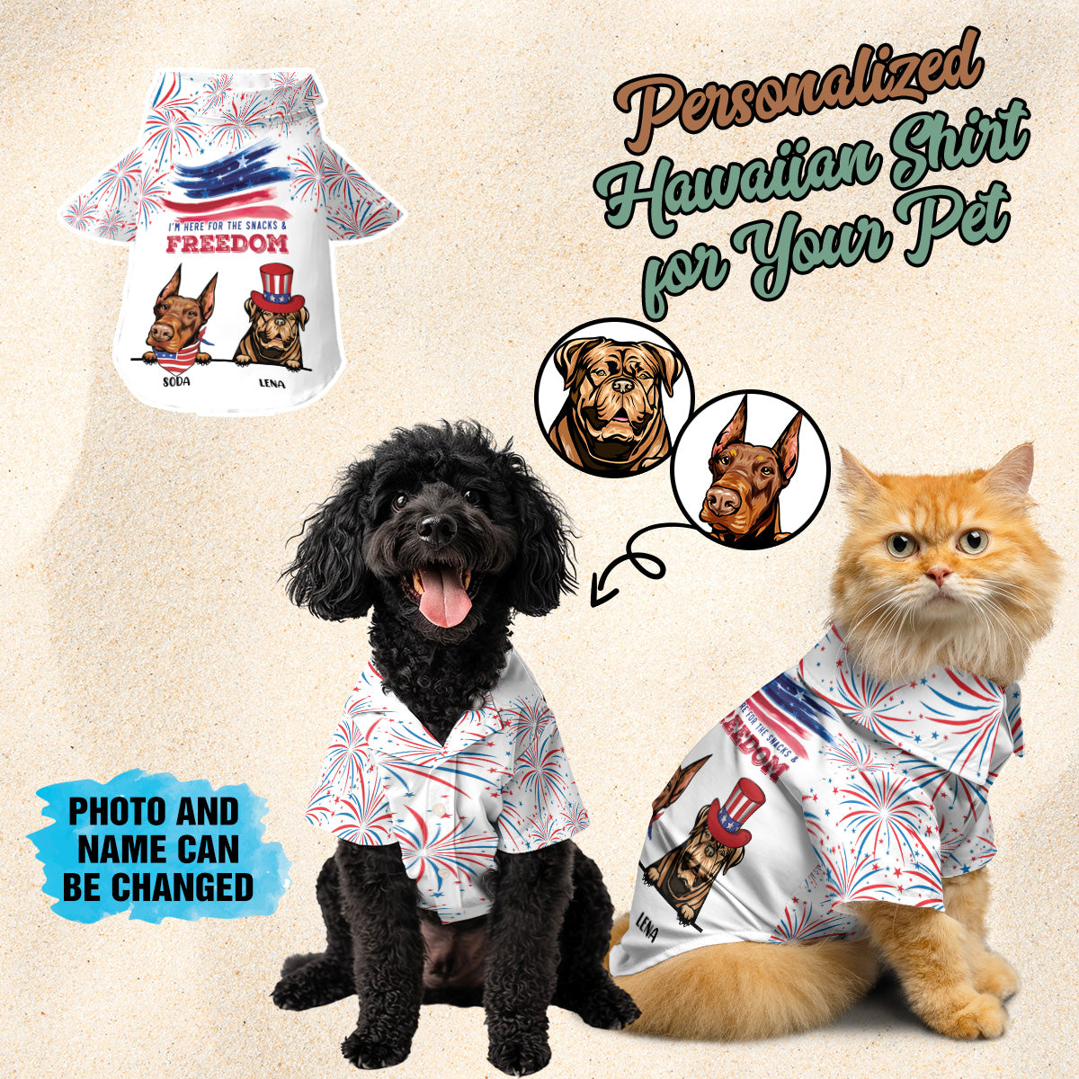 Petthouse | Personalized Dog 4th Of July Hawaiian Shirt, I'm Here For The Snacks & Freedom