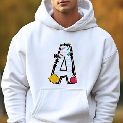 Petthouse | Custom Alphabet Teacher Shirt, Cartoon Back To School Shirt, Apple Pencil Shirt