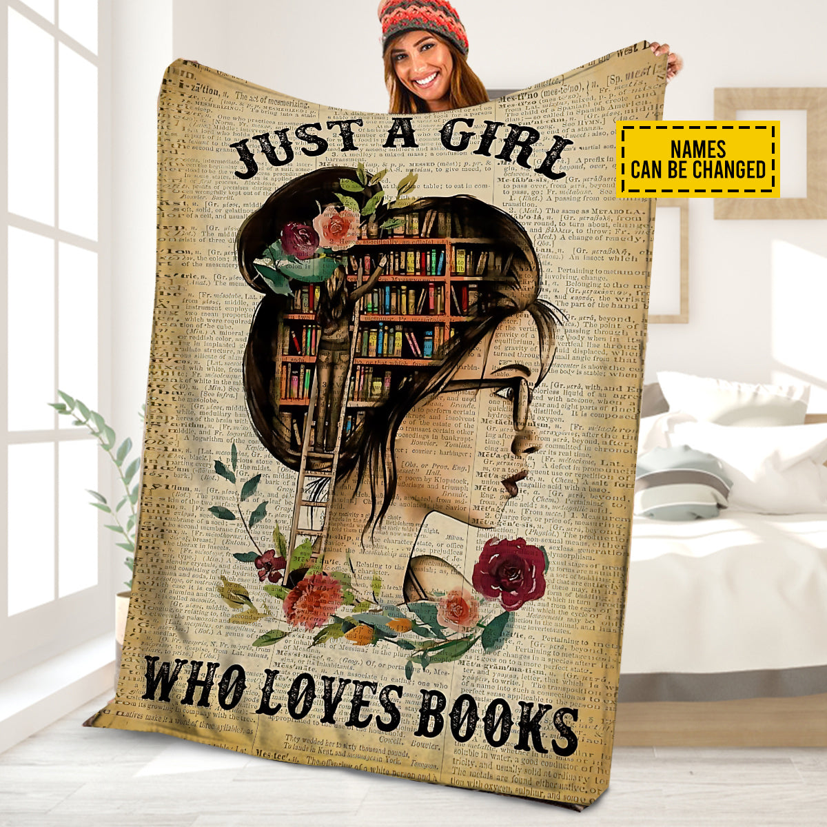 Petthouse | Personalized Reading Lover Fleece Blanket, Just A Girl Who Loves Books Throw Blanket, Book Lover