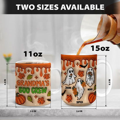 Petthouse | Personalized Gift For Grandma's Boo Crew 3d Inflated Mug, Ghost Boo Crew Halloween Family Mug