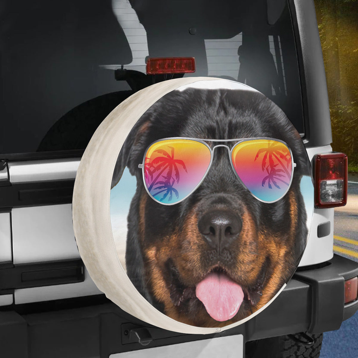 Petthouse | Waterproof Spare Wheel Cover Rottweiler Hello Summer Beach Spare Tire Cover Tire Protector Wheel Cover