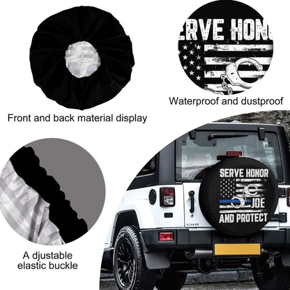 Petthouse | Customized Name Police Serve Honor Flag And Cuffs Spare Tire Cover Patriot Police American Tire