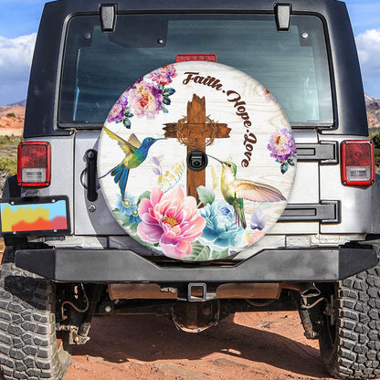 Petthouse | Jesus Hummingbird Camper Tire Cover Faith Hope Love Christian Floral Tire Storage Bag God