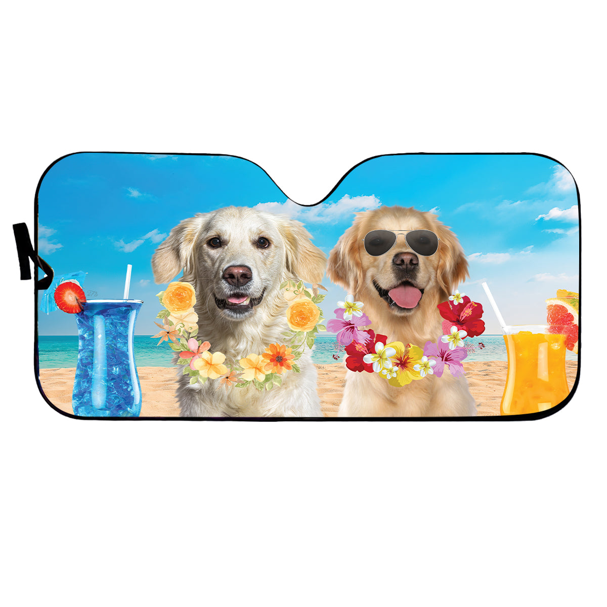 Petthouse | Personalized Golden Retriever Summer Time Sunshade For Car Windshield Sun Shade Dog Sunshade