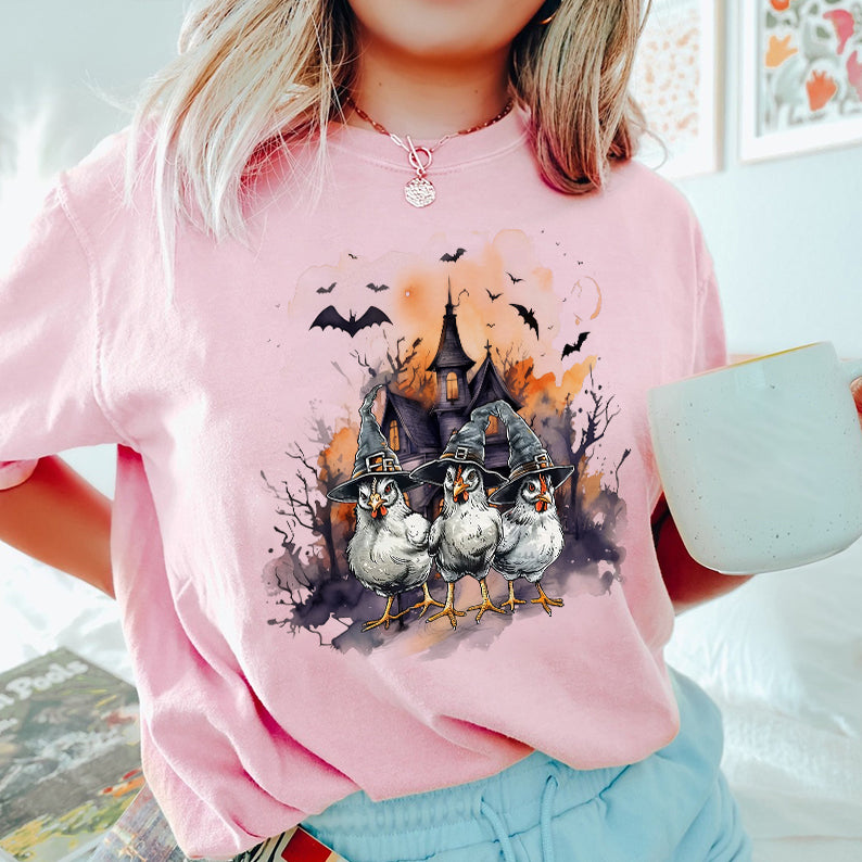 Petthouse | Halloween Chicken Witches Shirt, Vintage Chicken Witches Shirt, Girly Halloween, Chicken Witches