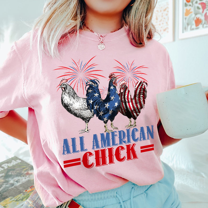 Petthouse | Patriotic Usa Chicken Shirt, Retro Chicken American 4th Of July Tshirt, Independence Day