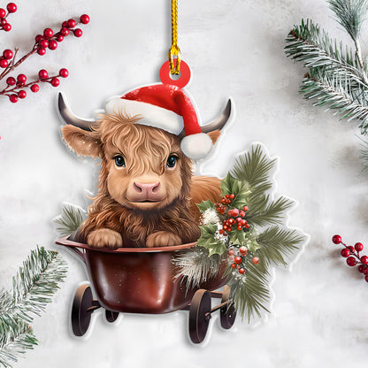 Petthouse | Personalized Highland Cow 2d Flat Ornament, Highland Cow Scotland Ornament, 2024 Cow Ornament