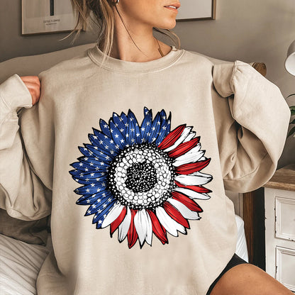 Petthouse | America Sunflower Shirt, Usa Flag Flower 4th Of July Flag Graphic Shirt