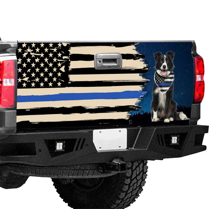 Petthouse | Tailgate Wrap Police Border Collie The Thin Blue Line Tailgate Wrap For Truck Tailgate