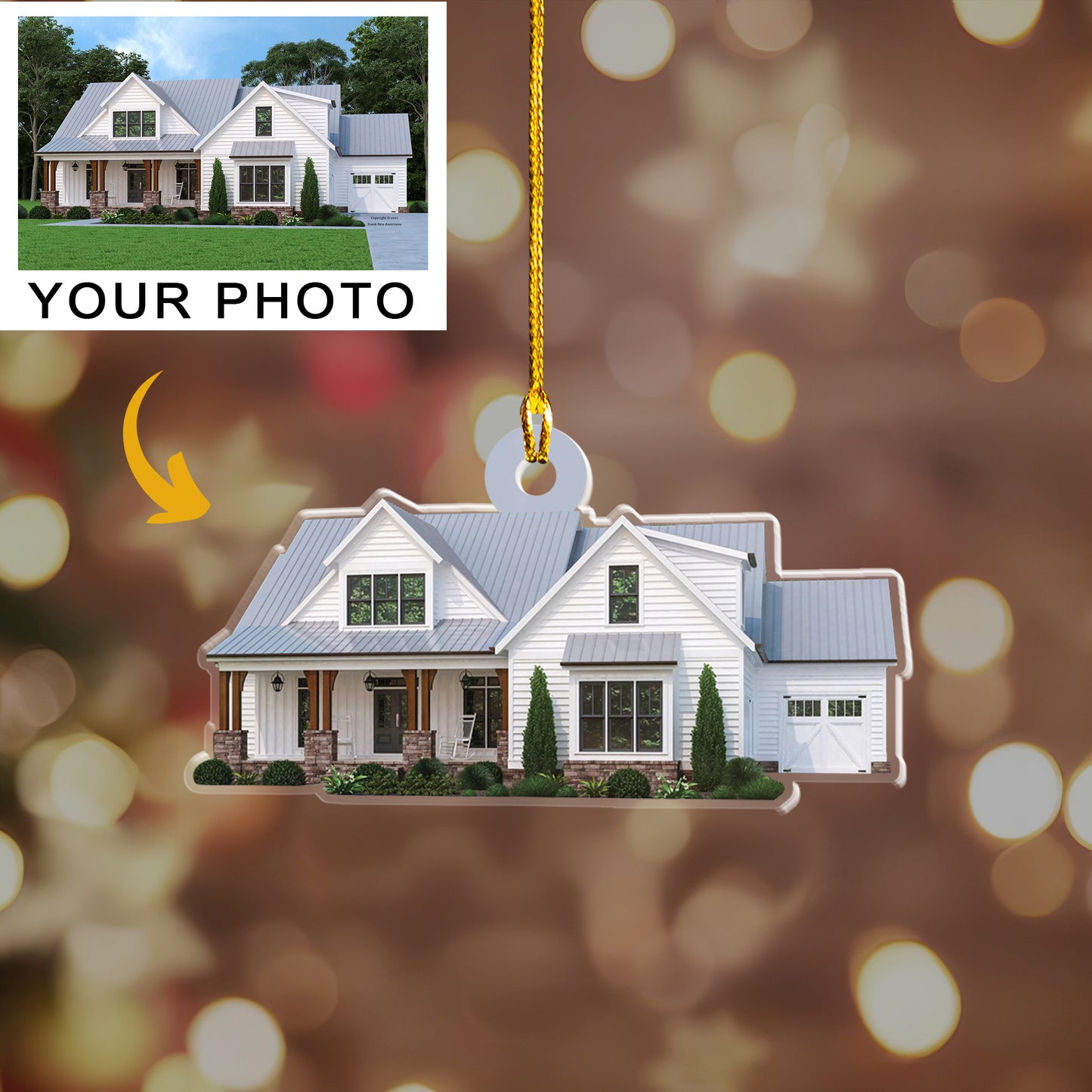 Petthouse | Custom House Photo Christmas Ornament, House Ornament Christmas, House 2025 Xmas Gift For Family