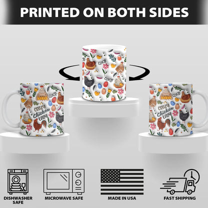 Petthouse | Crazy Chicken Lady Mug, Chicken Lady 3d Inflated Print Mug, Chicken Farm Mug, Chicken Lover