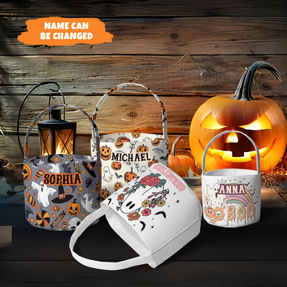 Petthouse | Personalized Trick Or Treat Basket, Halloween Candy Bag, Trick Or Treat Bag, Halloween Tote Bag