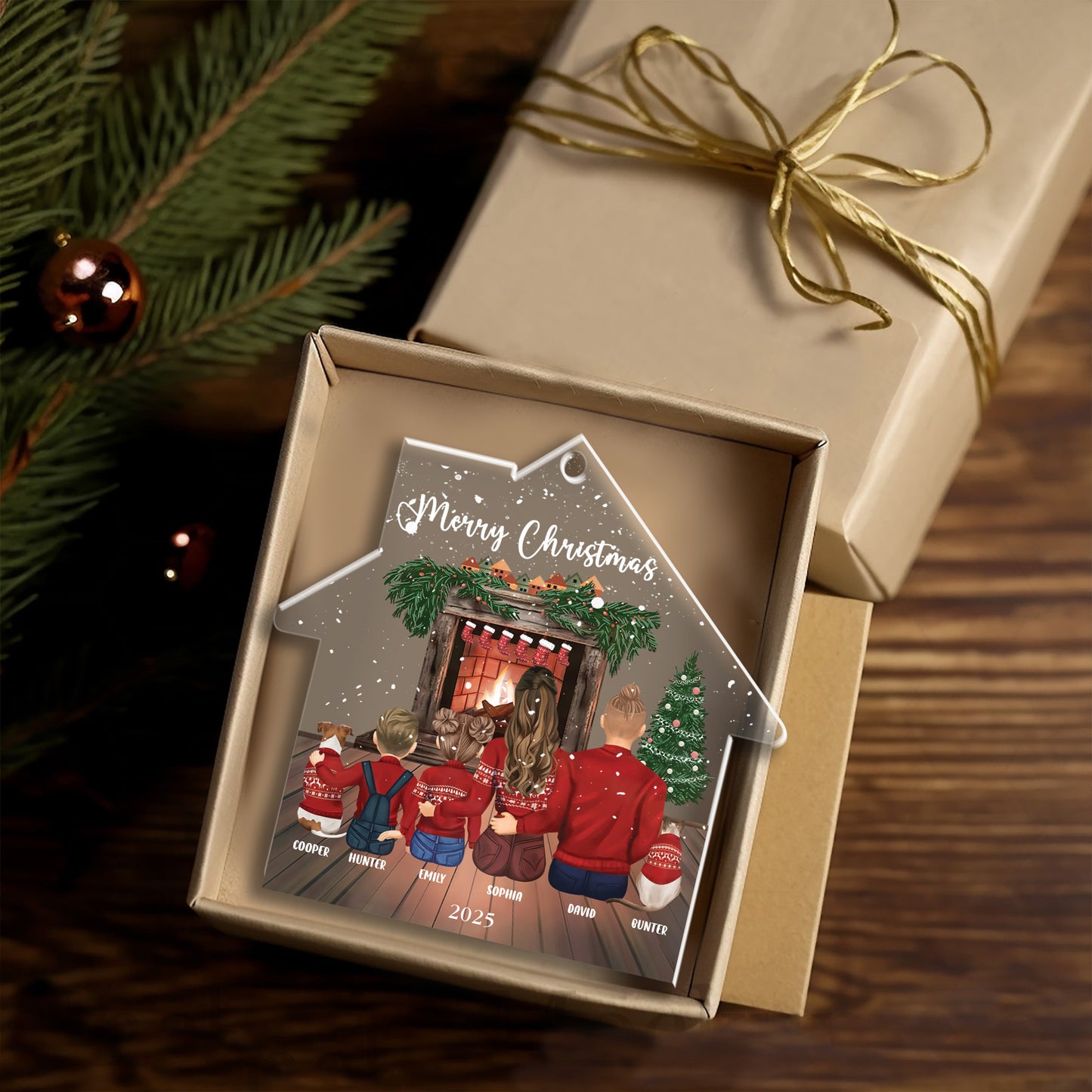 Petthouse | Personalized Family Christmas Ornament, Family Ornament With Pets, Family And Pet, Xmas Decor