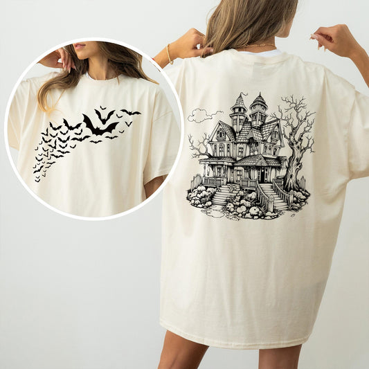 Petthouse | Haunted House Halloween Shirt, Spooky Season, Party Bats Shirt, Spooky Vibes Haunted House