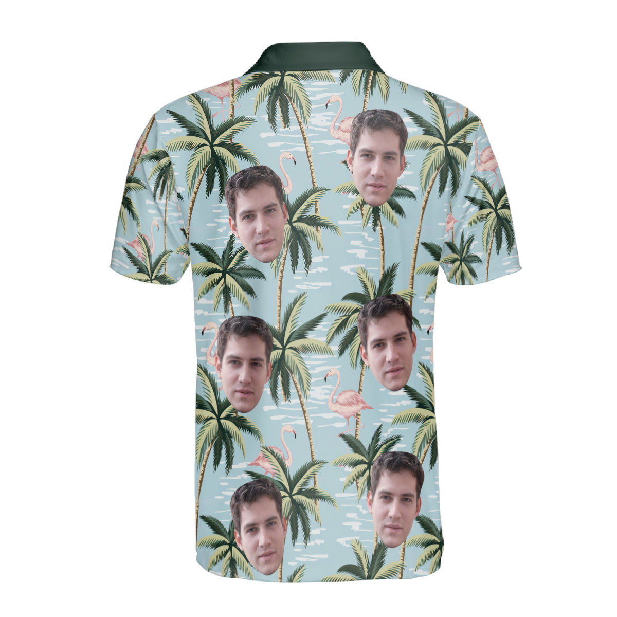 Petthouse | Customized Picture Palm Tree Flamingo Seamless Pattern Polo Shirt Summer Beach Vibe Golf Shirt Summer