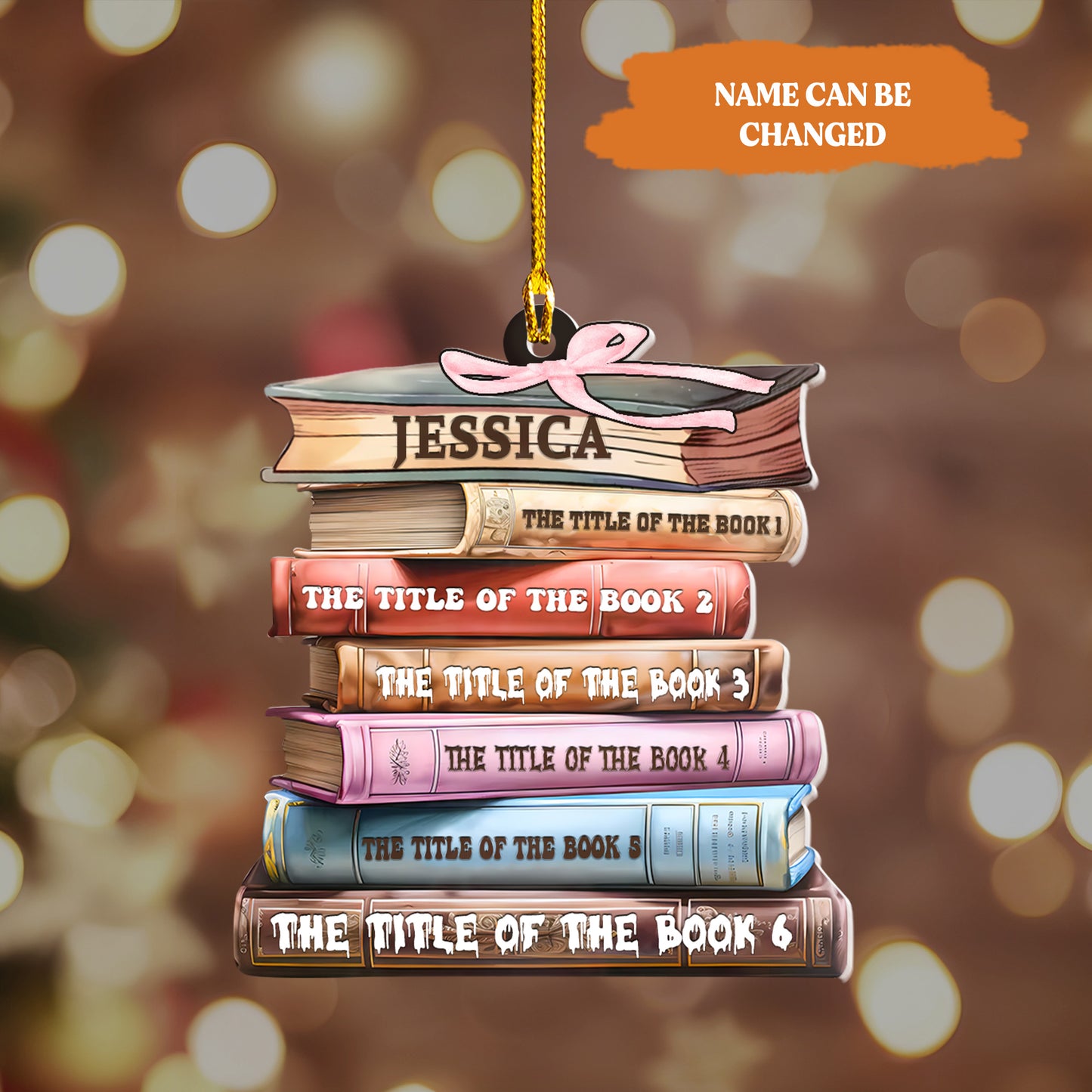 Petthouse | Custom Book Christmas Ornament, Title Of Books Gifts, Bookworm Ornament, Librarian Ornament