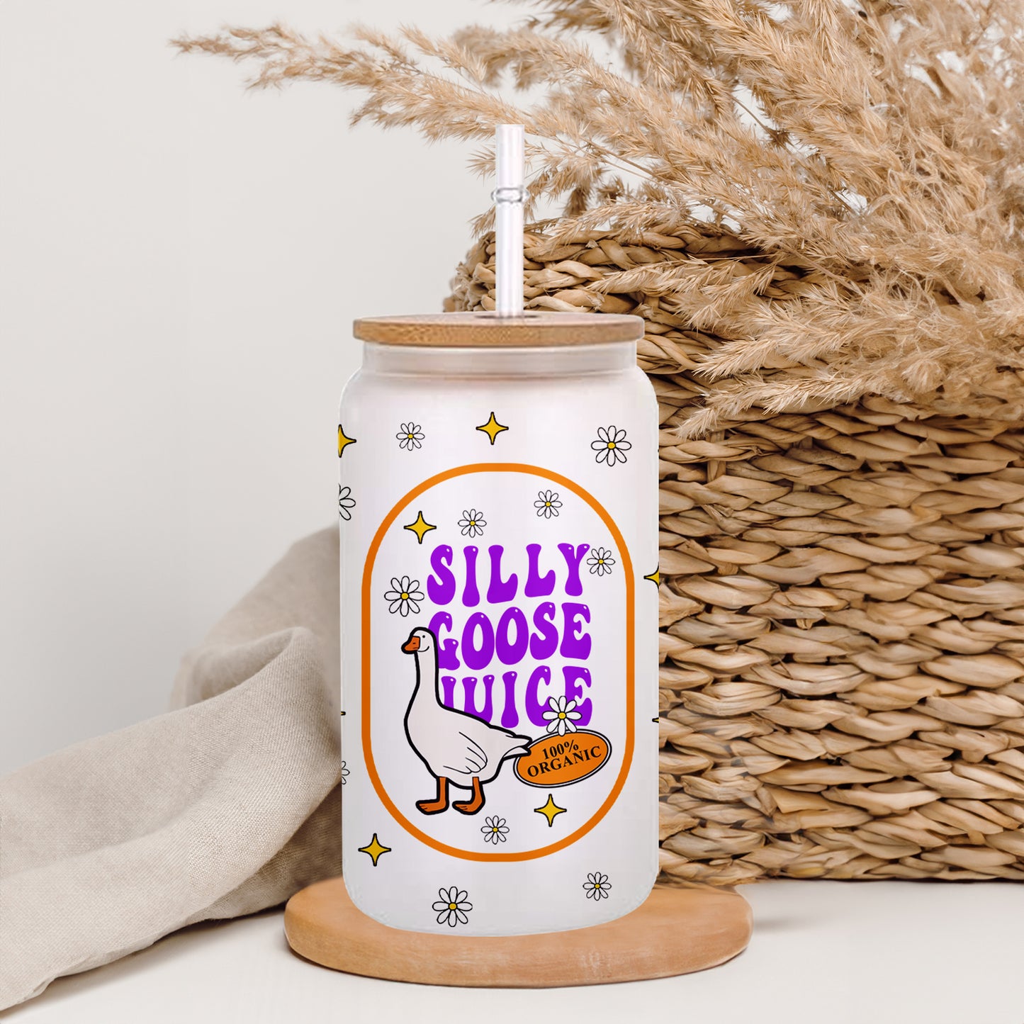 Petthouse | Silly Goose Juice Glass Can, Funny Silly Goose Iced Coffee Cup, Silly Goose Juice