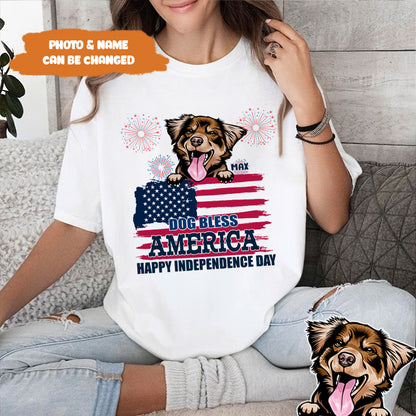 Petthouse | Custom Dog Bless America Shirt, Happy Independence Day, 4th Of July Dog Shirt, Dog Lovers