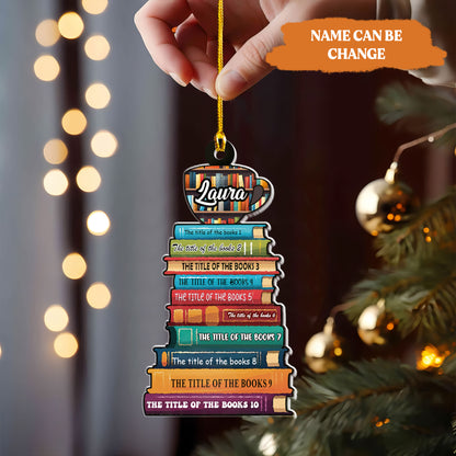 Petthouse | Personalized Books Title Christmas Ornament, Books Ornament Librarian, Gift For Bookworm