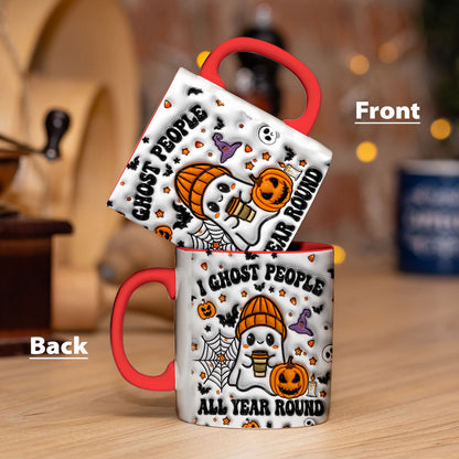 Petthouse | Halloween I Ghost People Inflated Effect 3d Mug, Ghost Pumpkin Mug, Spooky Vibes Ghost Coffee