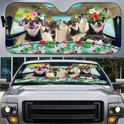 Petthouse | Dog Funny Hawaii Car Sun Shade Windshield Summer Vacation Windshield Sun Shade Sun Visor