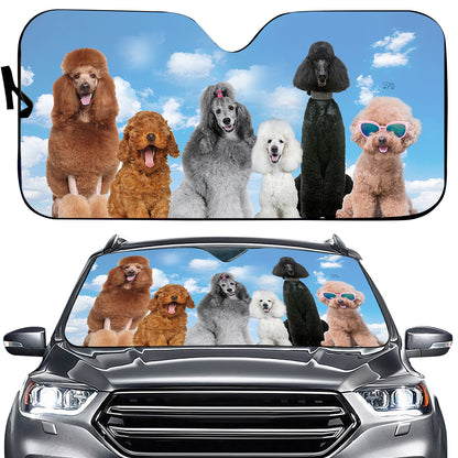 Petthouse | Poodle Dog Under Blue Sky Car Sunshade Truck Windshield Sun Shade Dog Sunshade