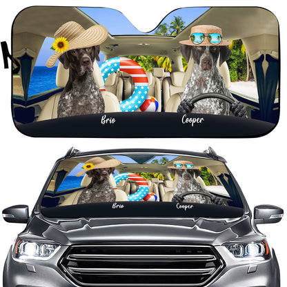 Petthouse | Custom Photo Sunshade For Car German Shorthaired Pointer Go To Beach Car Sun Shade Windshield