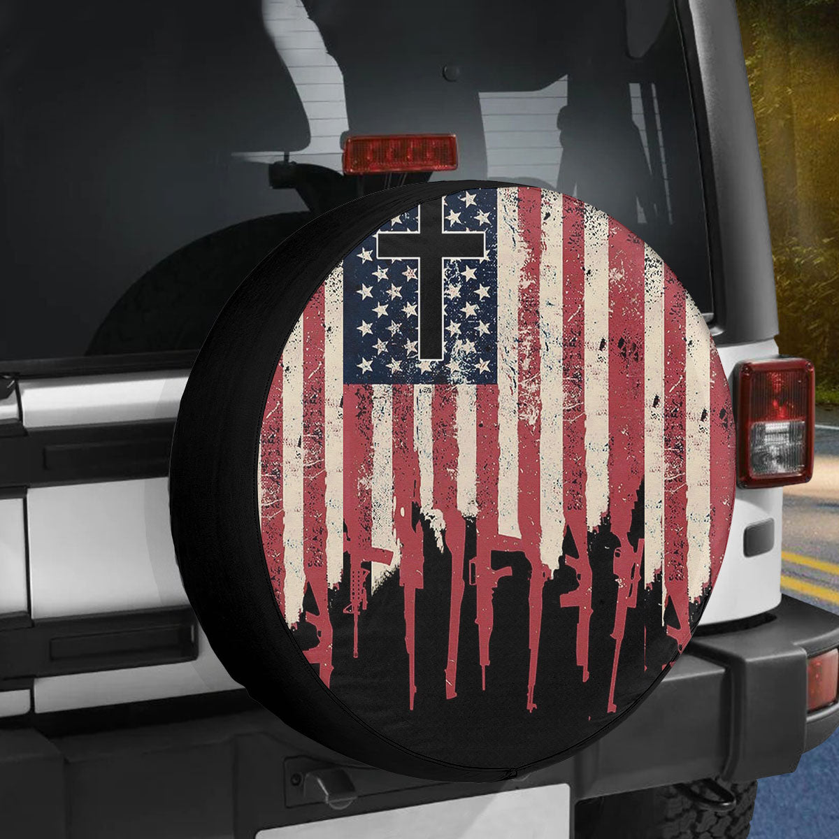 Petthouse | Veteran Usa Car Tire Cover Christian Car Accessories Faith Gift Veteran Memorial Day Spare Tire Cover