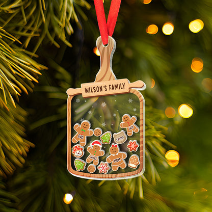 Petthouse | Personalized Family Member 4d Shaker Ornament, Gingerbread Family, Family Christmas Gifts