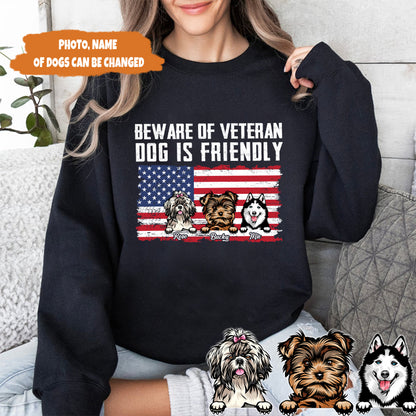 Petthouse | Custom Dog Beware Of Veteran Dog Is Friendly Shirt, Funny Dog 4th Of July Shirt