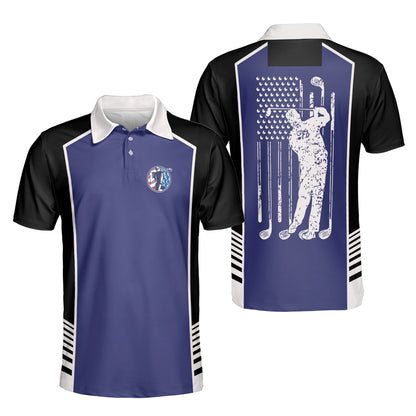 Petthouse | Golf Man Polo Style Shirt American Flag Golf Polo Shirt Golf Player Sports Shirt American Golfer Gift