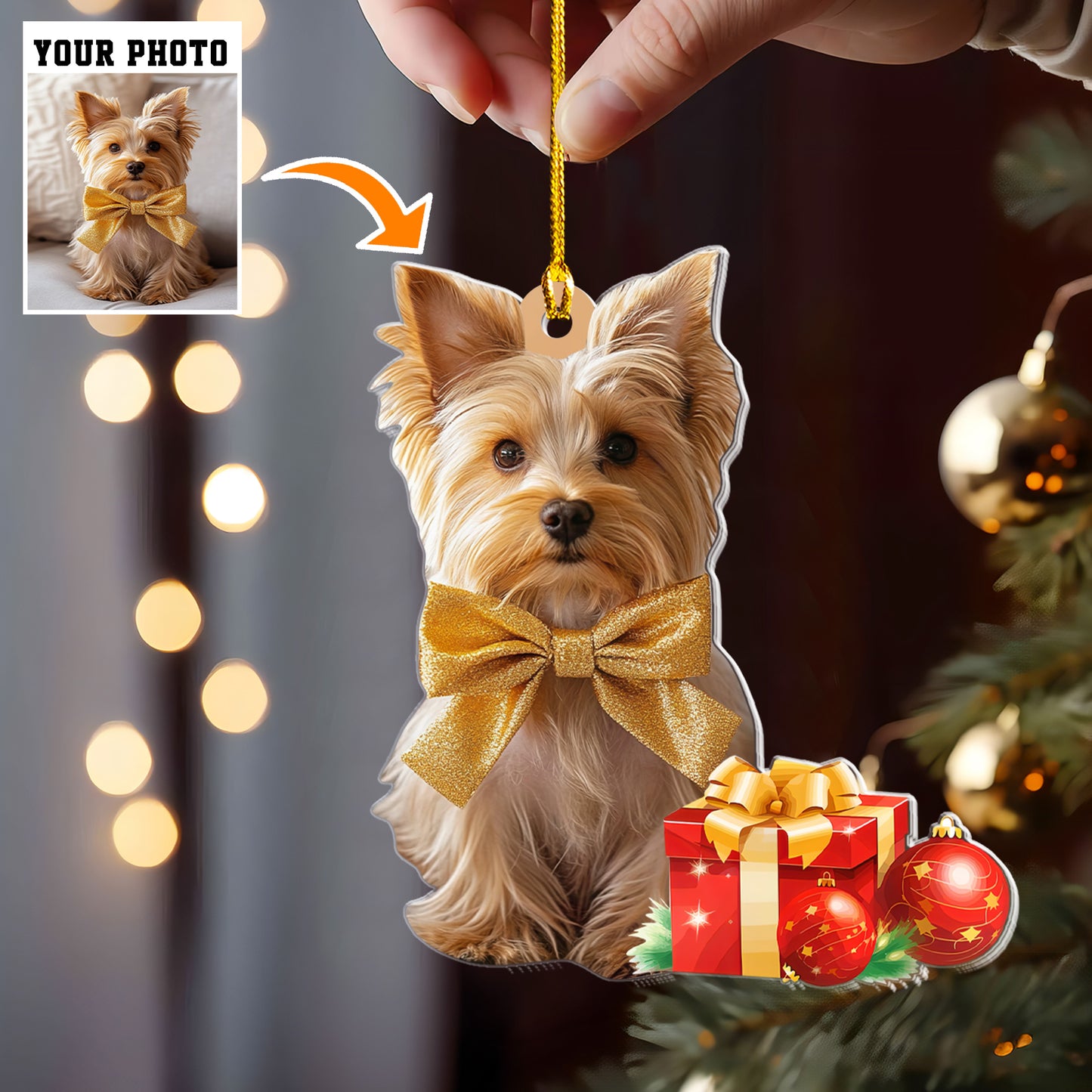 Petthouse | Customized Yorkie Puppy Christmas Ornament, Gift For Yorkie Mom, Christmas Ornament, Dog Keepsake