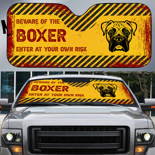 Petthouse | Beware Of The Boxer Dog Car Sun Shade Windshield Dog Head Car Auto Sun Shade Dog Lover