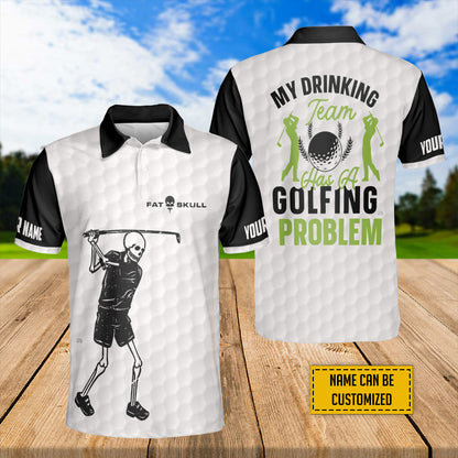 Petthouse | Customized Name Skeleton Golfer Polo Shirt Golf Halloween Horror Sports My Drinking Team Sport Shirt Golfer