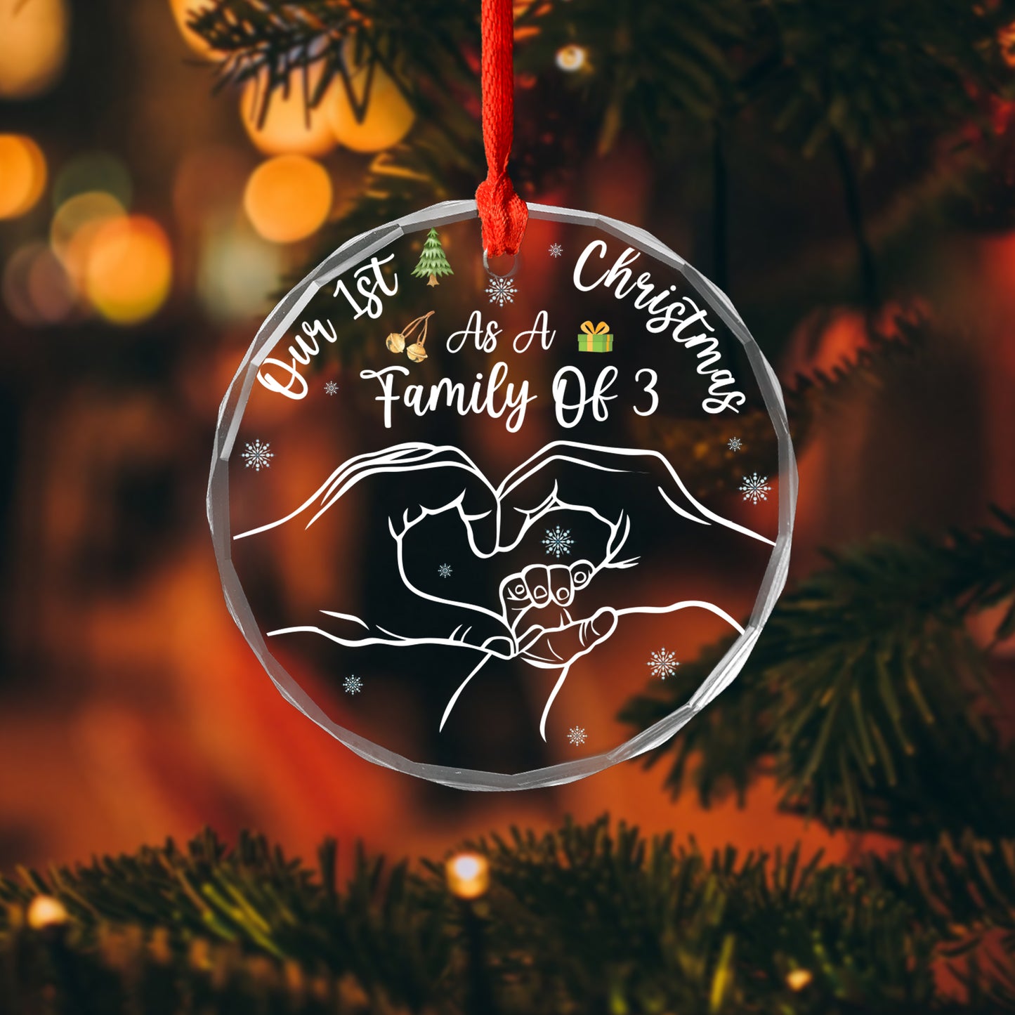 Petthouse | Personalized Baby's First Christmas As A Family Glass Ornament, First Baby Christmas Ornament