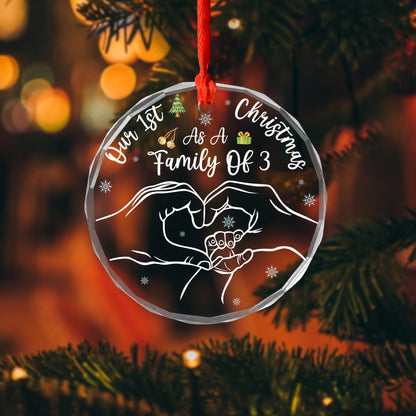 Petthouse | Personalized Baby's First Christmas As A Family Glass Ornament, First Baby Christmas Ornament