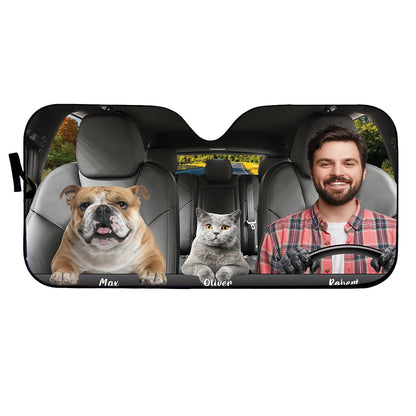 Petthouse | Personalized Photo Windshield Sun Shade Driving With Pets Automotive Interior Sun Protection