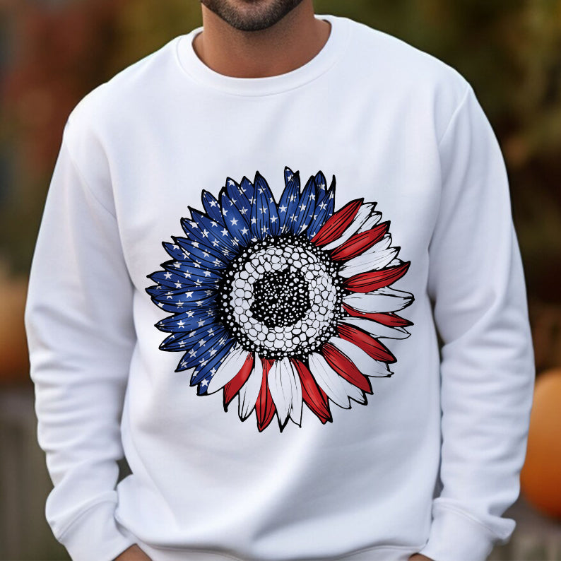 Petthouse | America Sunflower Shirt, Usa Flag Flower 4th Of July Flag Graphic Shirt