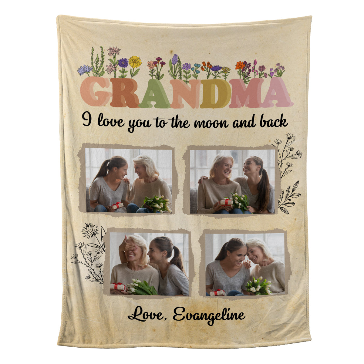 Petthouse | Personalized Unique Mother's Day Sherpa Blanket, I Love You To The Moon And Back Fleece Blanket